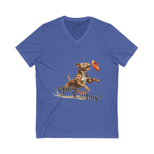 American Pit Bull Terrier - What's Up Dog? Frisbee Disc Sports - Unisex Jersey Short Sleeve V-Neck Tee