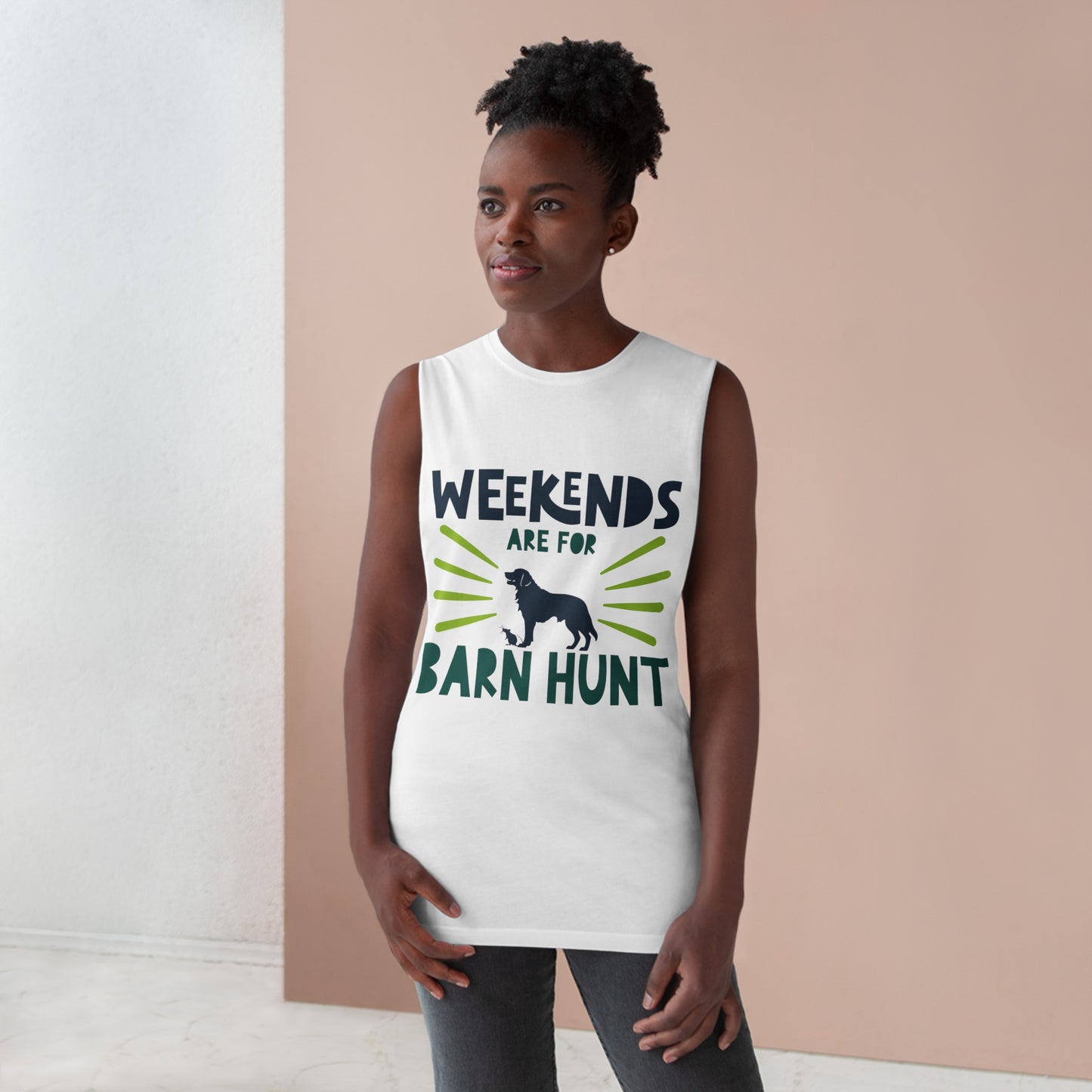 Weekends Are For Barn Hunt - Barnard Tank Top w/ Raw Armholes For All Genders