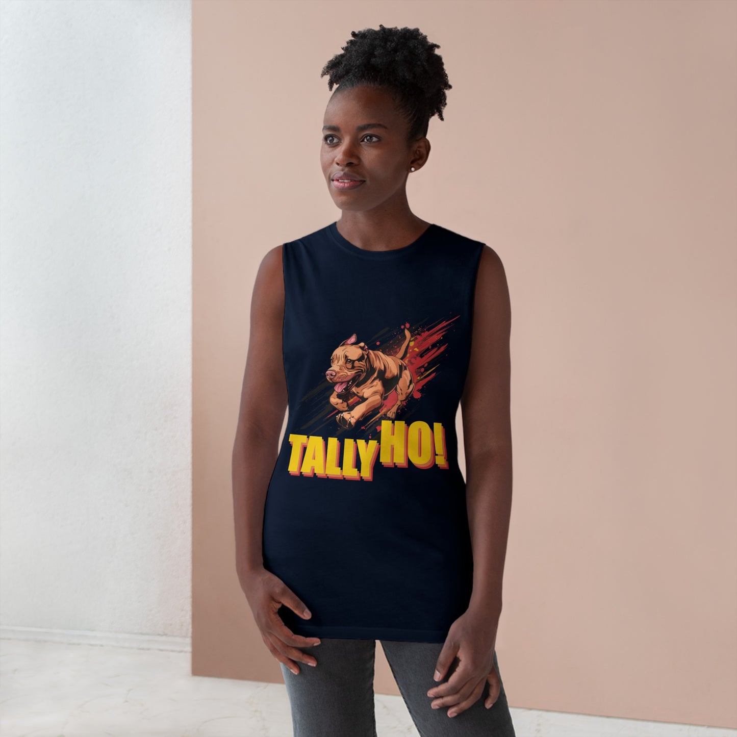 American Pit Bull Terrier - Tally Ho! A FastCAT Design - Unisex Barnard Tank Top w/ Raw Armholes