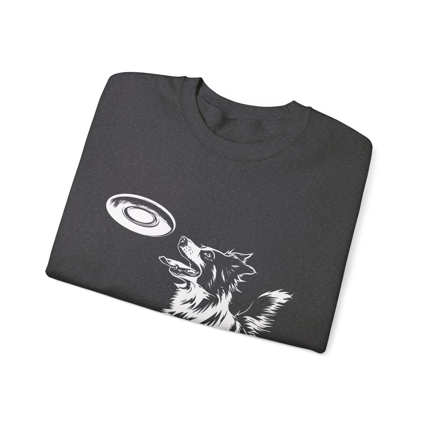 Border Collie With Frisbee Disc - Unisex Heavy Blend Crewneck Sweatshirt