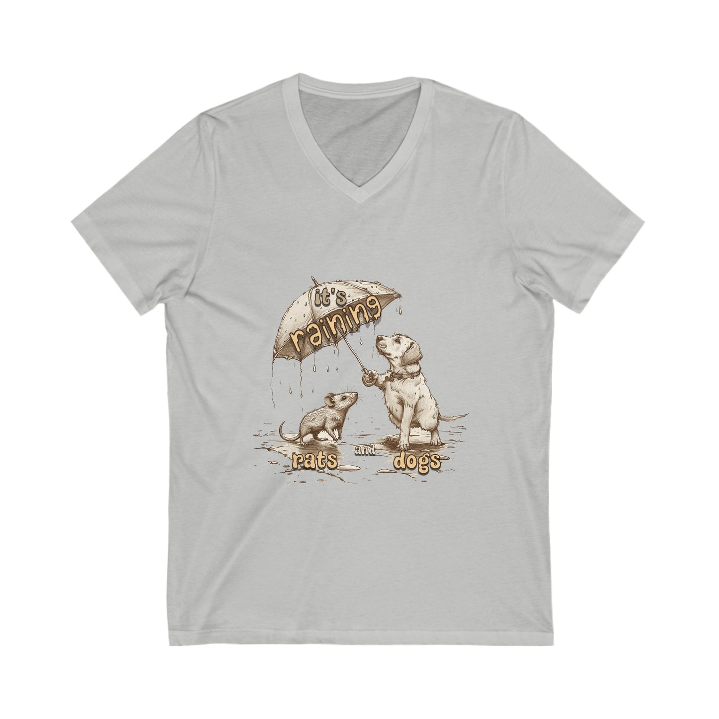 It's Raining Rats And Dogs - Unisex Jersey Short Sleeve V-Neck Tee