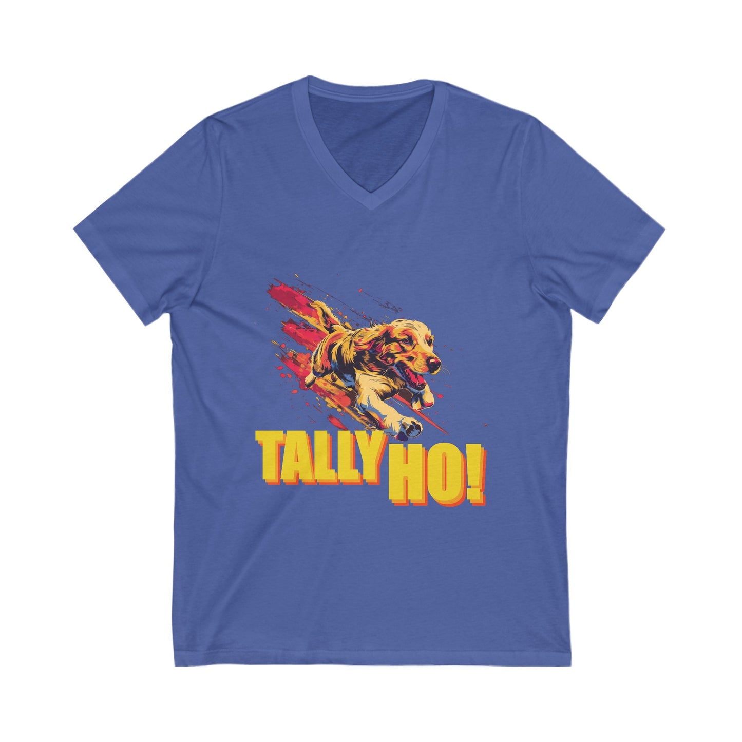 Golden Retriever - Tally Ho! A FastCAT Design - Unisex Jersey Short Sleeve V-Neck Tee