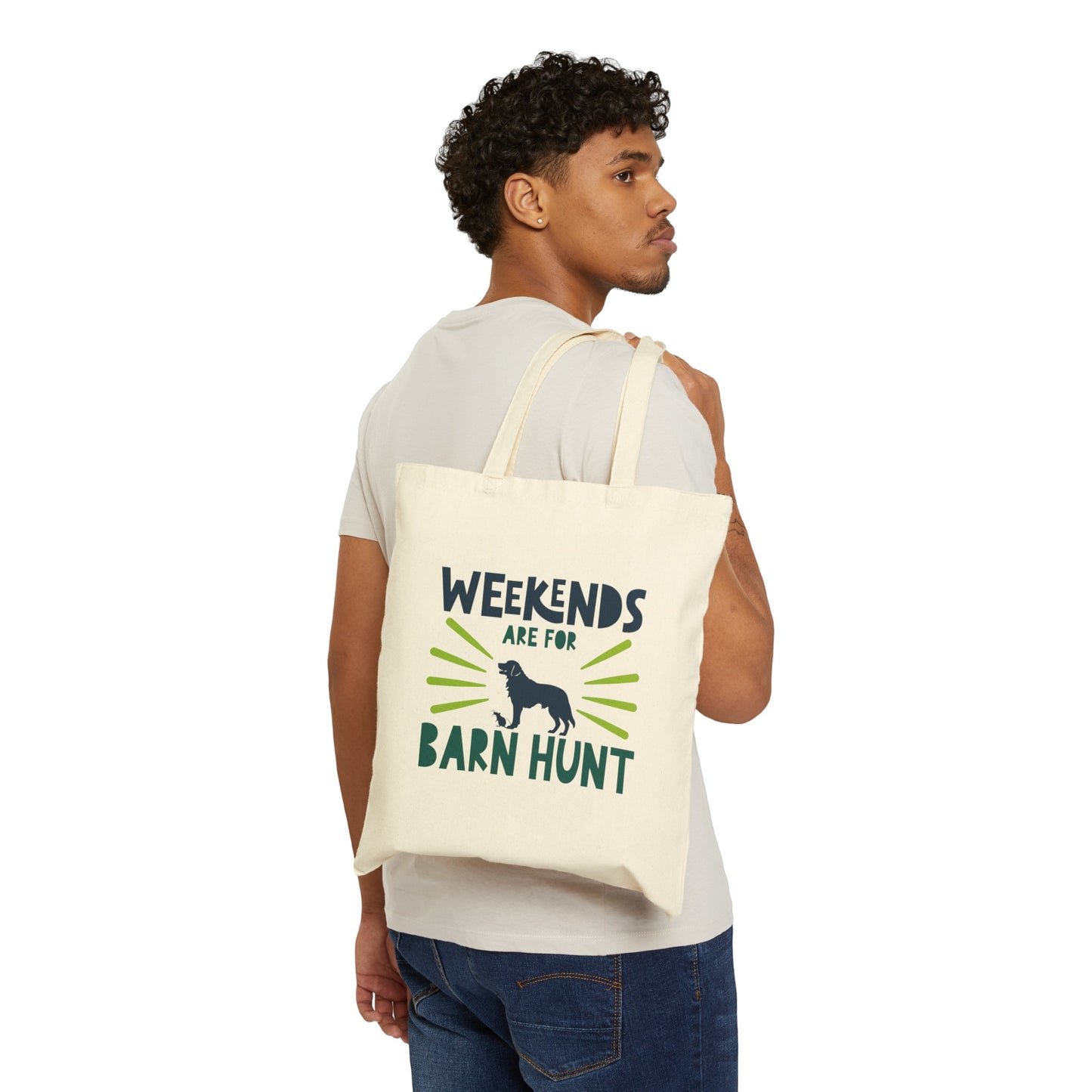 Weekends Are For Barn Hunt - Cotton Canvas Tote Bag