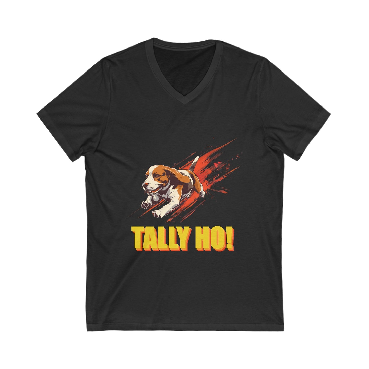 Beagle - Tally Ho! A FastCAT Design - Unisex Jersey Short Sleeve V-Neck Tee