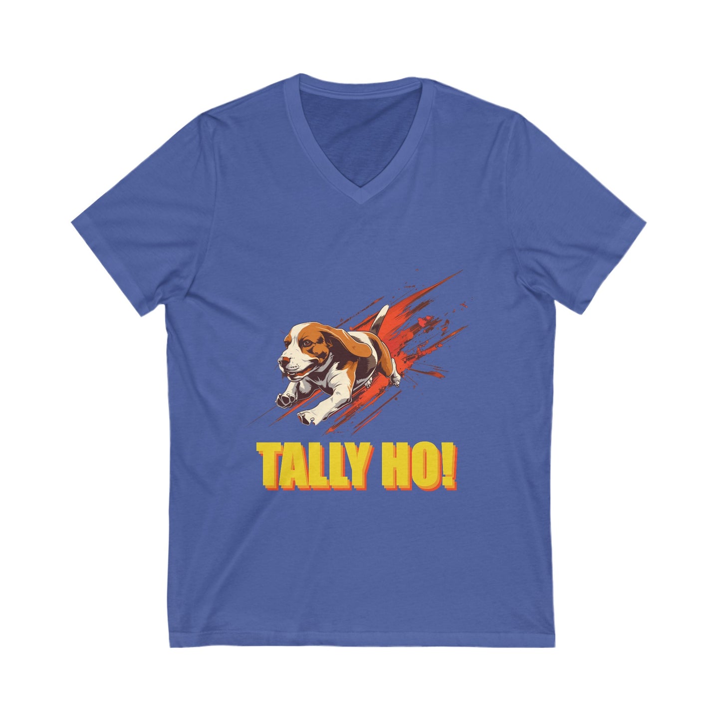 Beagle - Tally Ho! A FastCAT Design - Unisex Jersey Short Sleeve V-Neck Tee