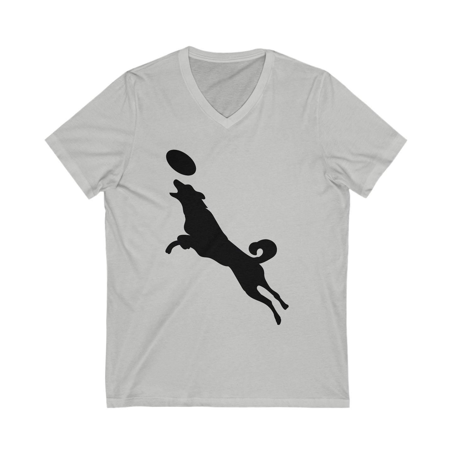 Catching a Frisbee Disc - Unisex Jersey Short Sleeve V-Neck Tee