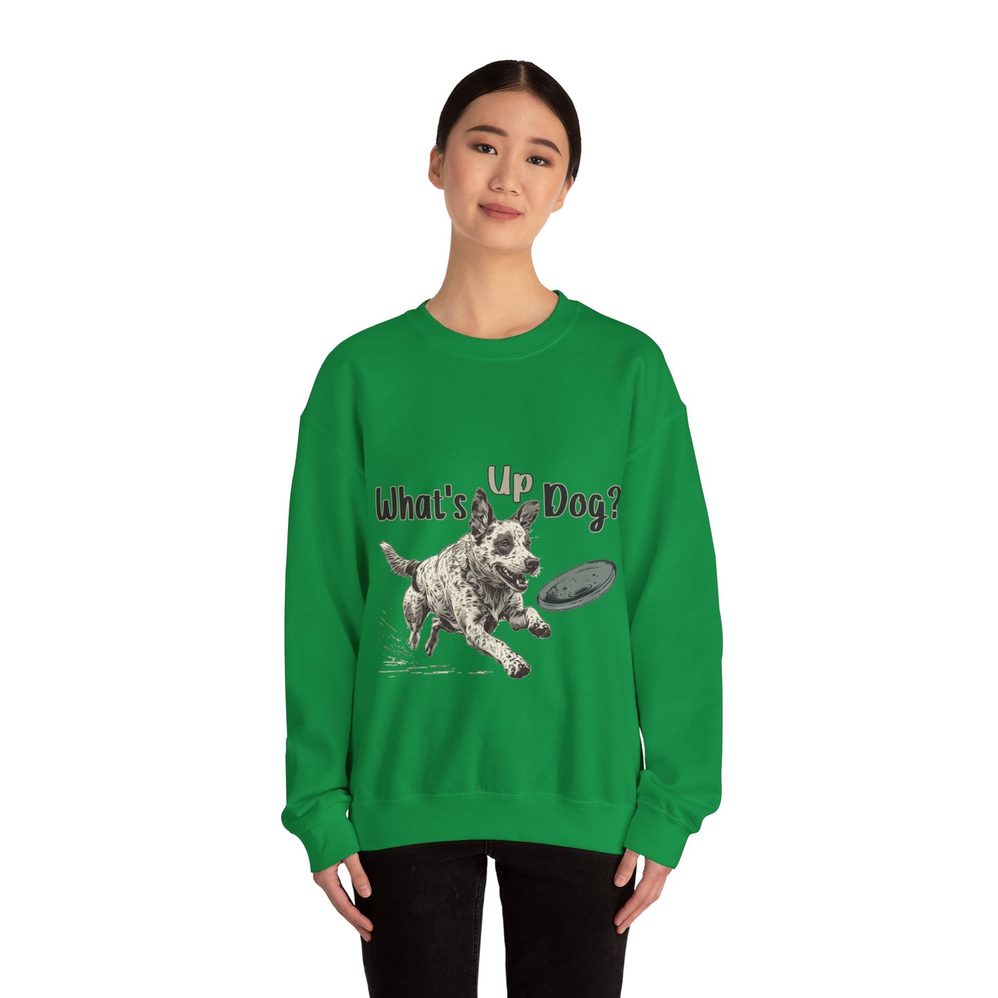 Australian Cattle Dog - What's Up Dog? Frisbee Disc Sports -  - Unisex Heavy Blend Crewneck Sweatshirt