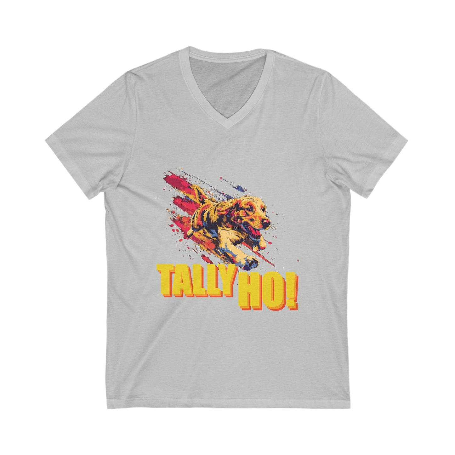 Golden Retriever - Tally Ho! A FastCAT Design - Unisex Jersey Short Sleeve V-Neck Tee