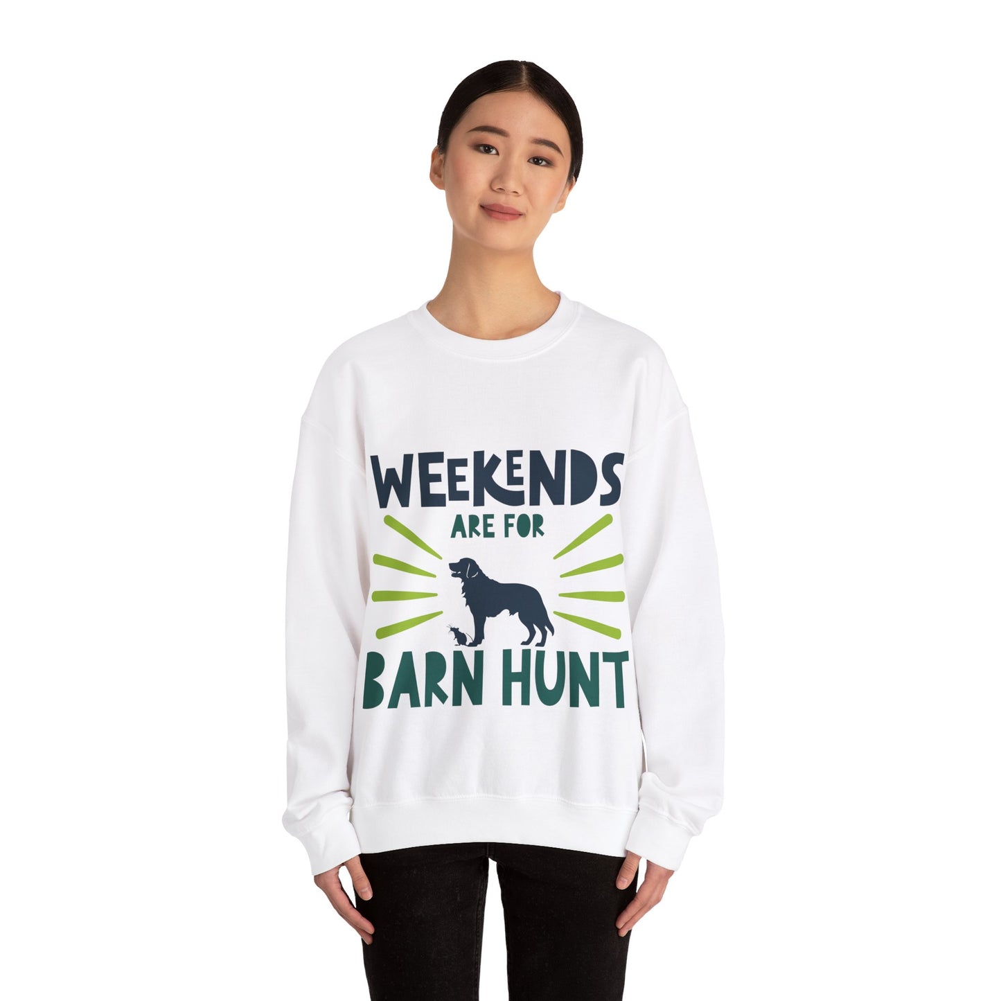 Weekends Are For Barn Hunt - Crewneck Sweatshirt, Heavy Blend, For All Genders