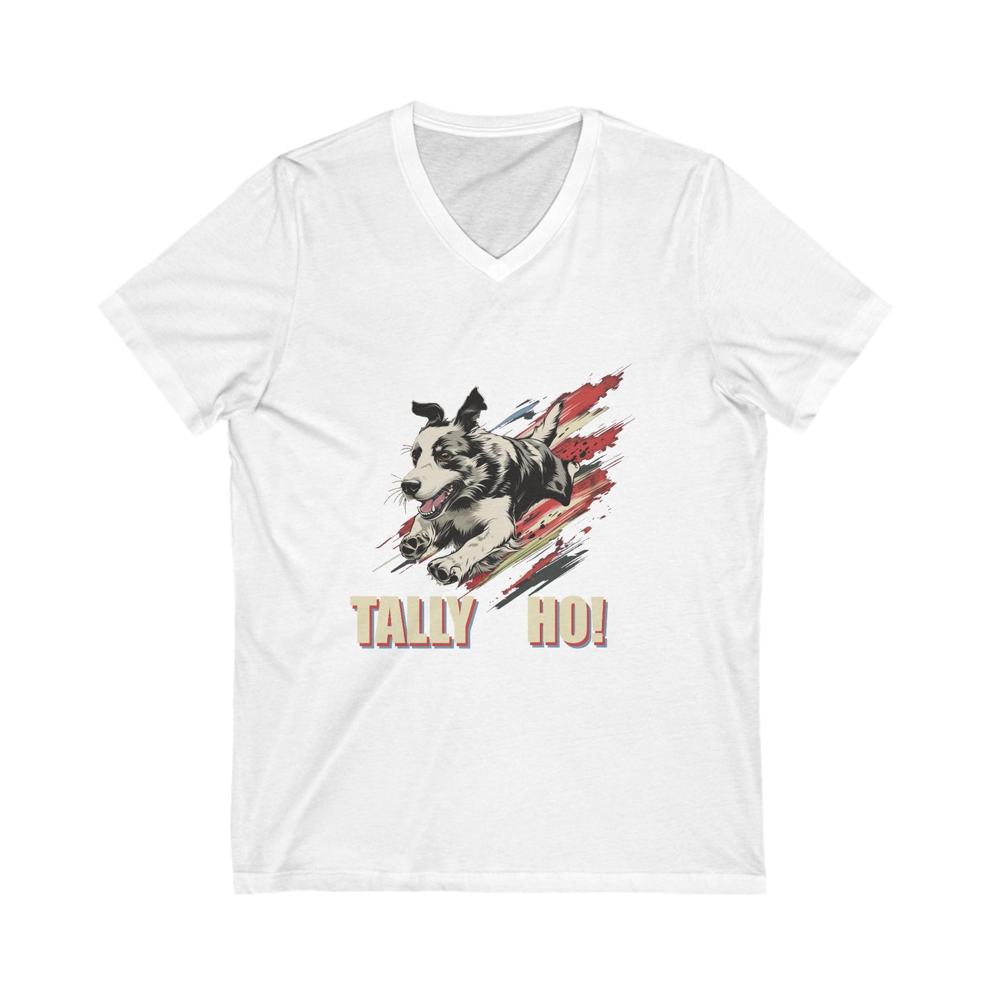 Border Collie - Tally Ho! A FastCAT Design - Unisex Jersey Short Sleeve V-Neck Tee