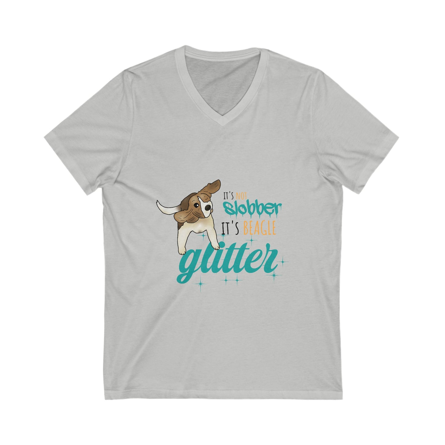 It's Not Slobber, It's BEAGLE GLITTER - Unisex Jersey Short Sleeve V-Neck Tee