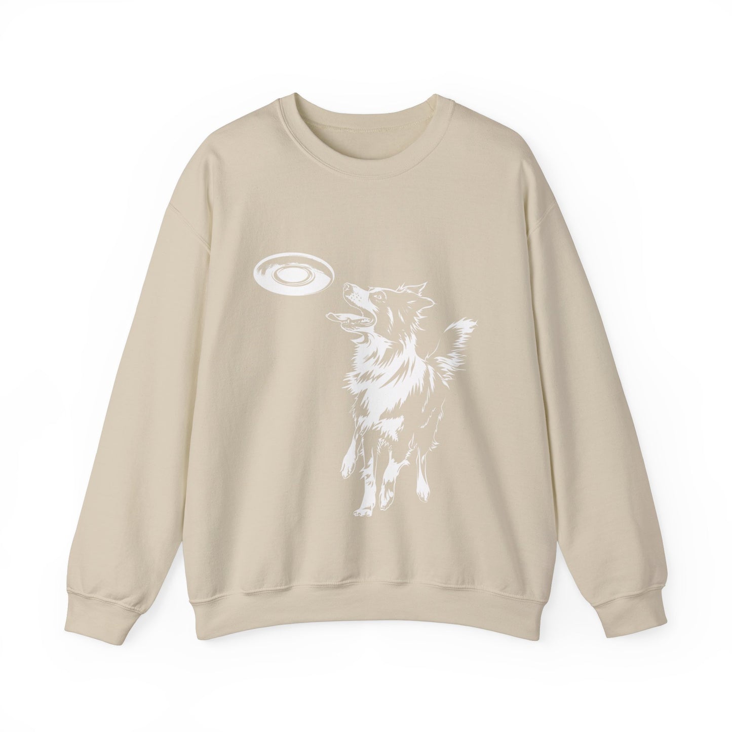 Border Collie With Frisbee Disc - Unisex Heavy Blend Crewneck Sweatshirt