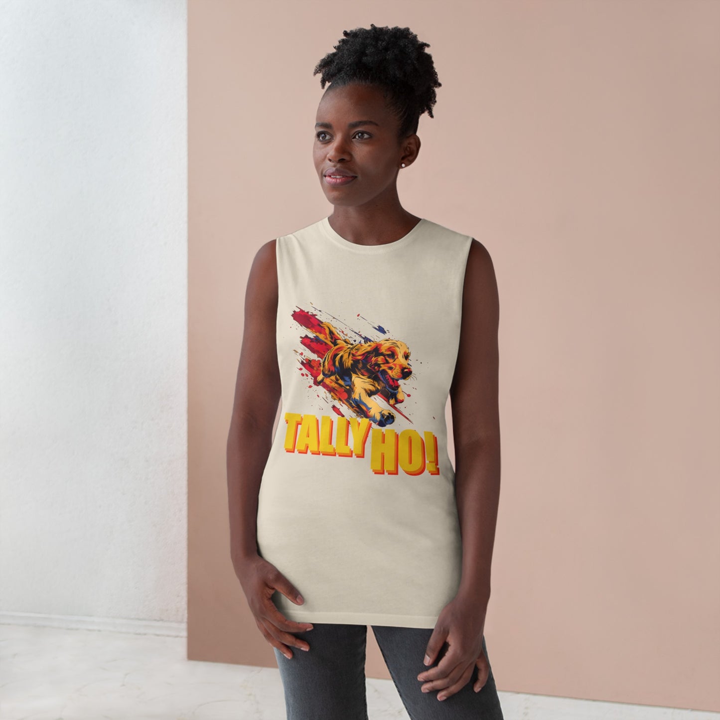 Golden Retriever - Tally Ho! A FastCAT Design - Unisex Barnard Tank Top w/ Raw Armholes