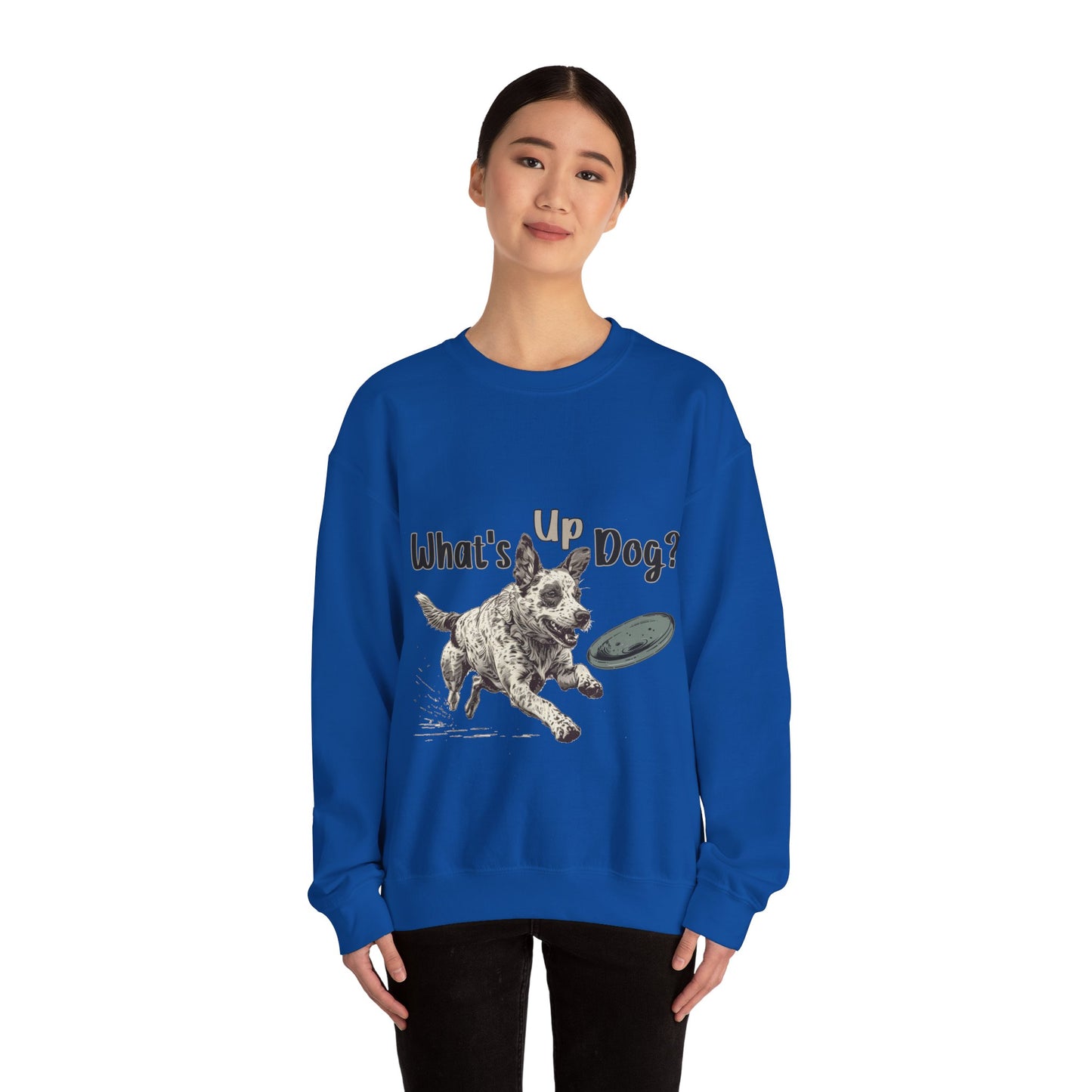 Australian Cattle Dog - What's Up Dog? Frisbee Disc Sports -  - Unisex Heavy Blend Crewneck Sweatshirt