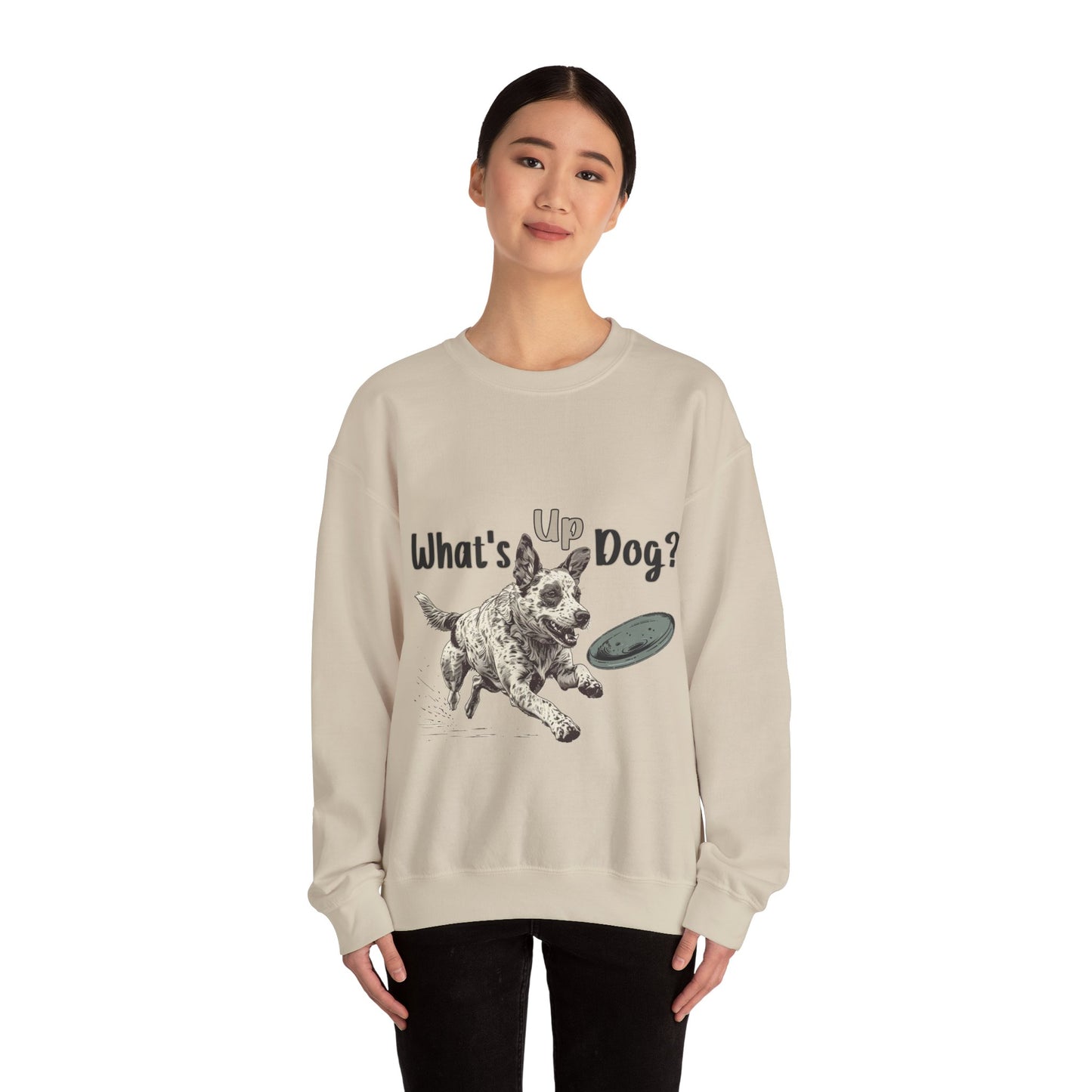 Australian Cattle Dog - What's Up Dog? Frisbee Disc Sports -  - Unisex Heavy Blend Crewneck Sweatshirt