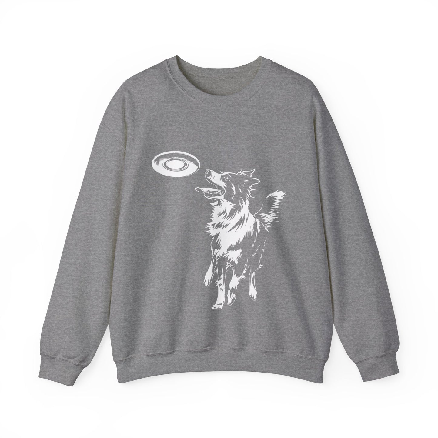 Border Collie With Frisbee Disc - Unisex Heavy Blend Crewneck Sweatshirt