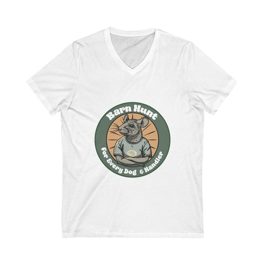 Barn Hunt For Every Dog and Handler - Unisex Jersey Short Sleeve V-Neck Tee