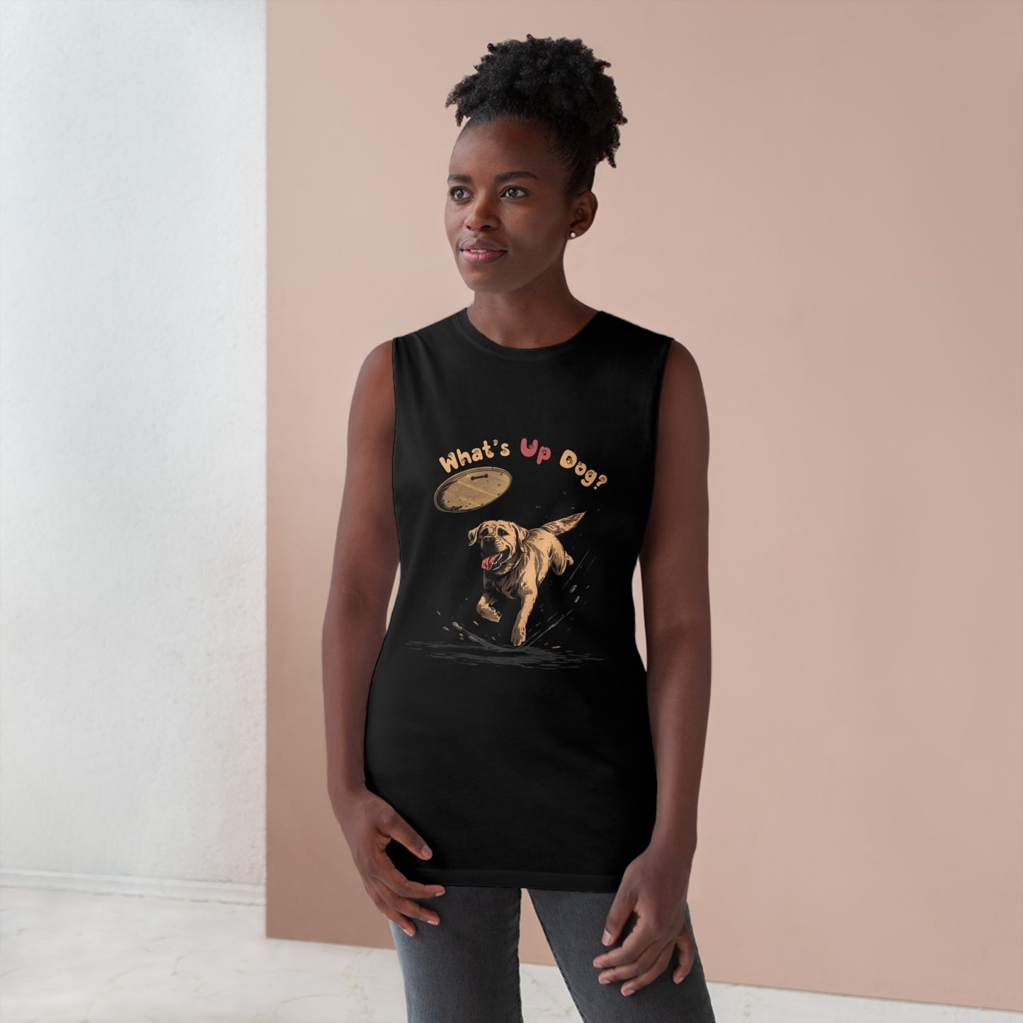 Labrador Retriever - What's Up Dog? Frisbee Disc Sports - Unisex Barnard Tank Top w/ Raw Armholes