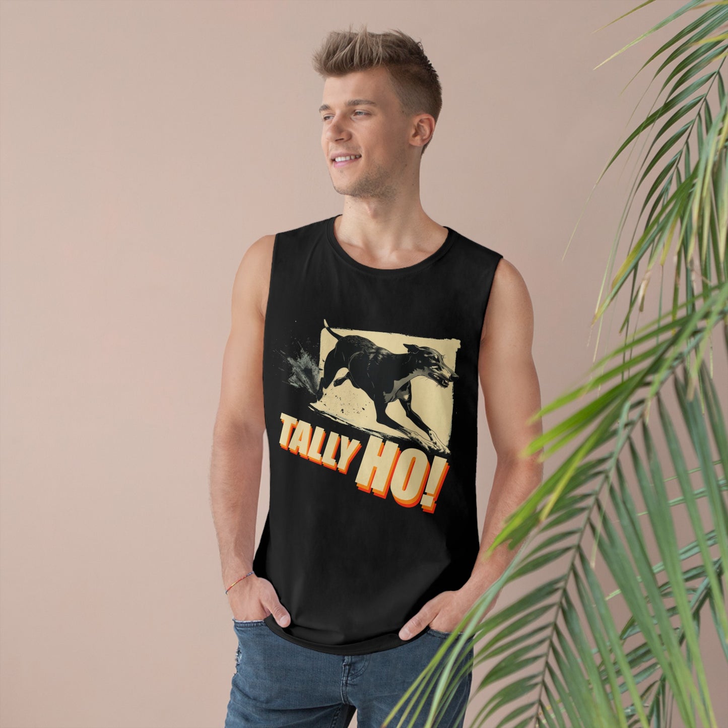 Greyhound - Tally Ho! A FastCAT Design - Unisex Barnard Tank Top w/ Raw Armholes