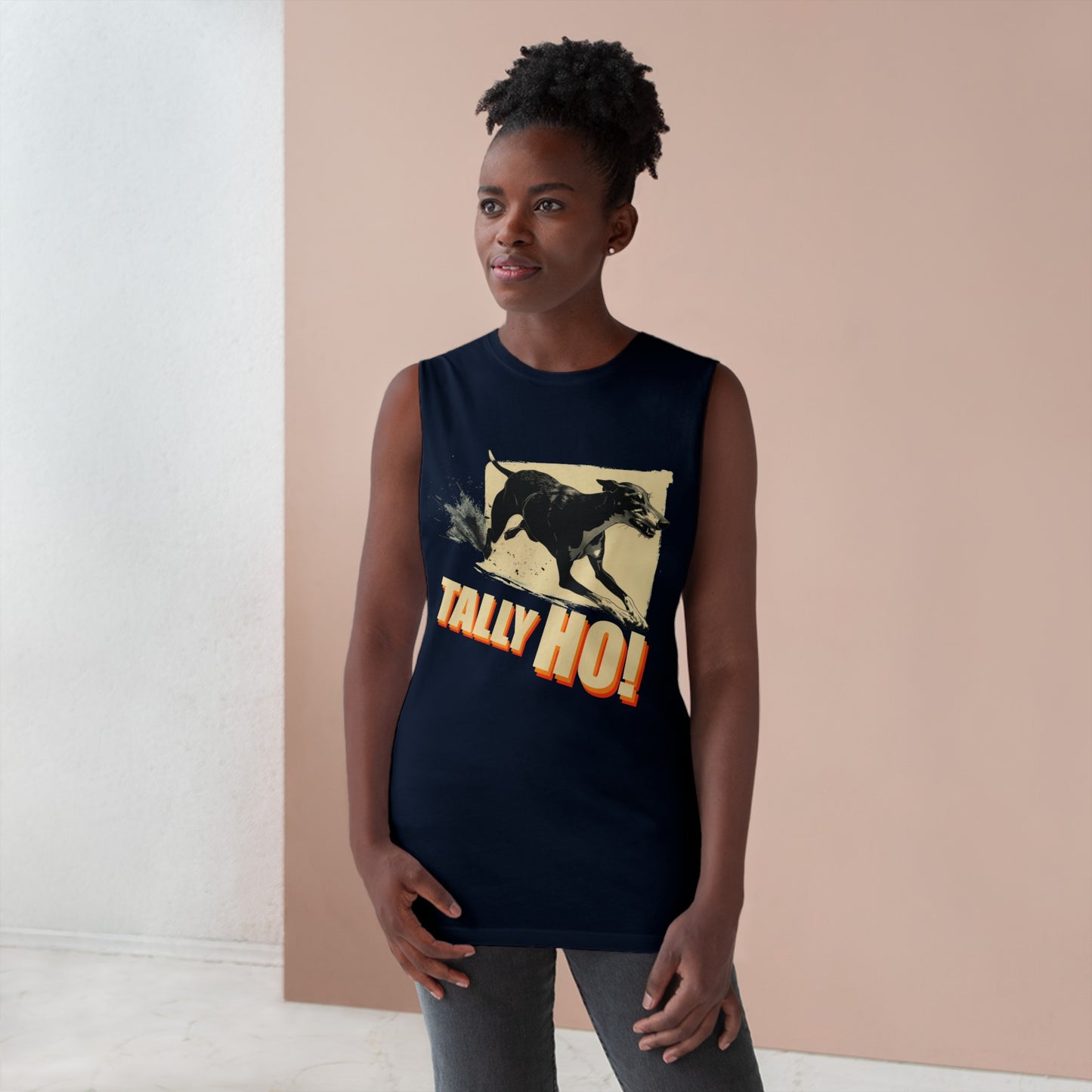 Greyhound - Tally Ho! A FastCAT Design - Unisex Barnard Tank Top w/ Raw Armholes