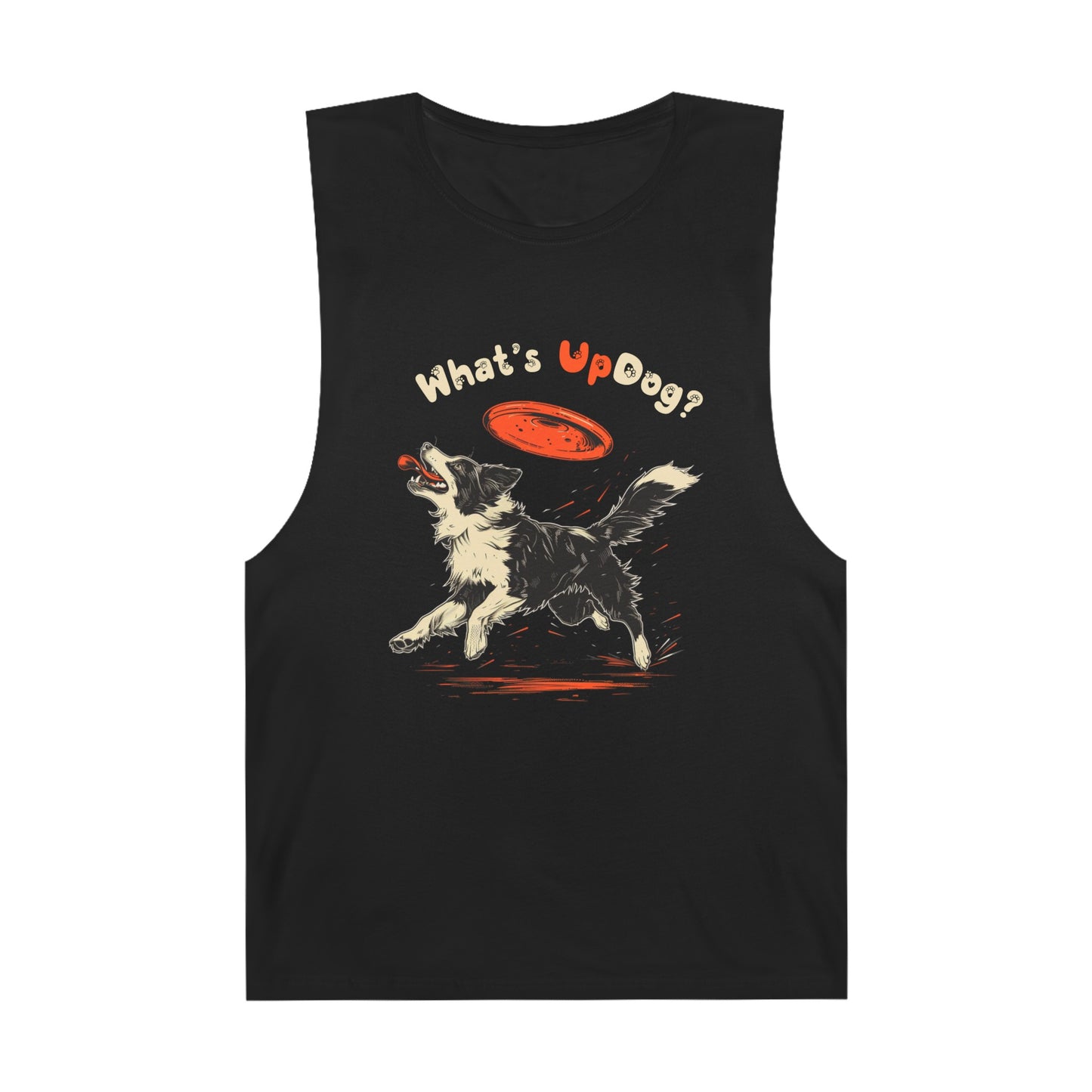 Border Collie - What's Up Dog? Frisbee Disc Sports - Unisex Barnard Tank Top w/ Raw Armholes