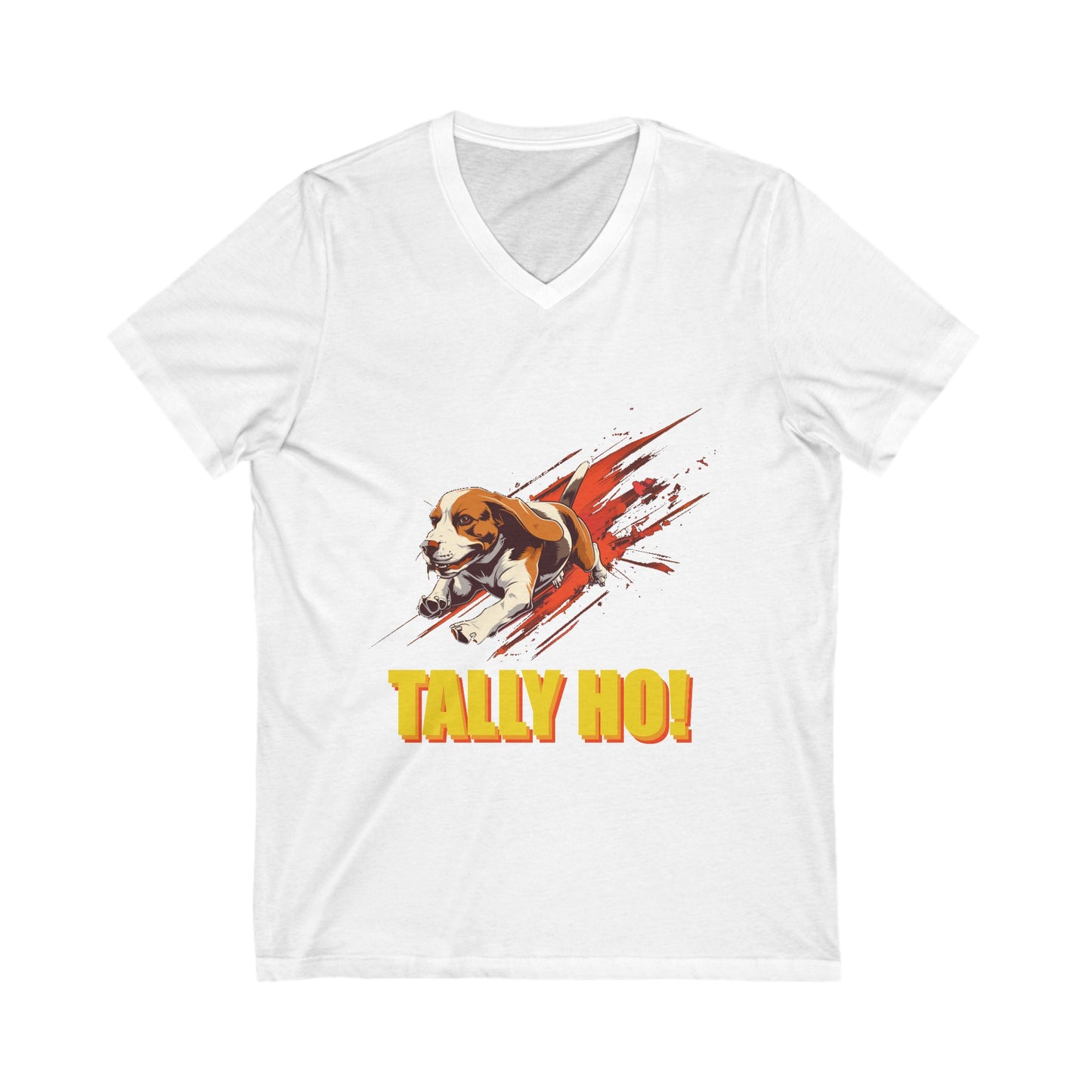 Beagle - Tally Ho! A FastCAT Design - Unisex Jersey Short Sleeve V-Neck Tee