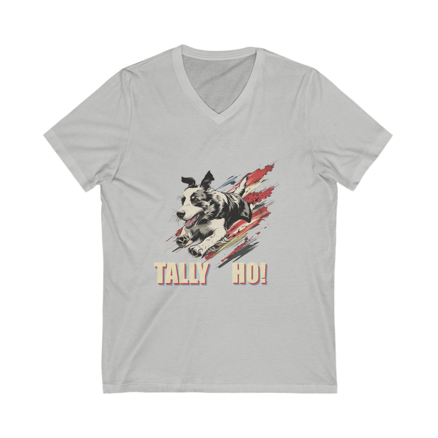 Border Collie - Tally Ho! A FastCAT Design - Unisex Jersey Short Sleeve V-Neck Tee