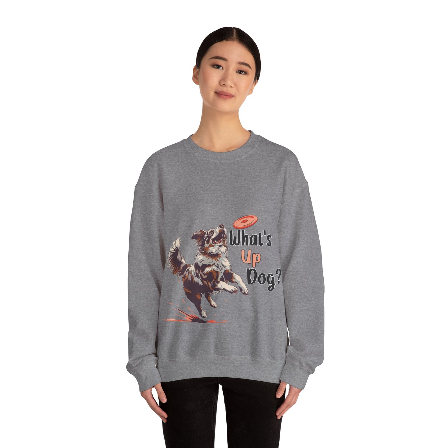 Australian Shepherd - What's Up Dog? Frisbee Disc Sports - Unisex Heavy Blend Crewneck Sweatshirt