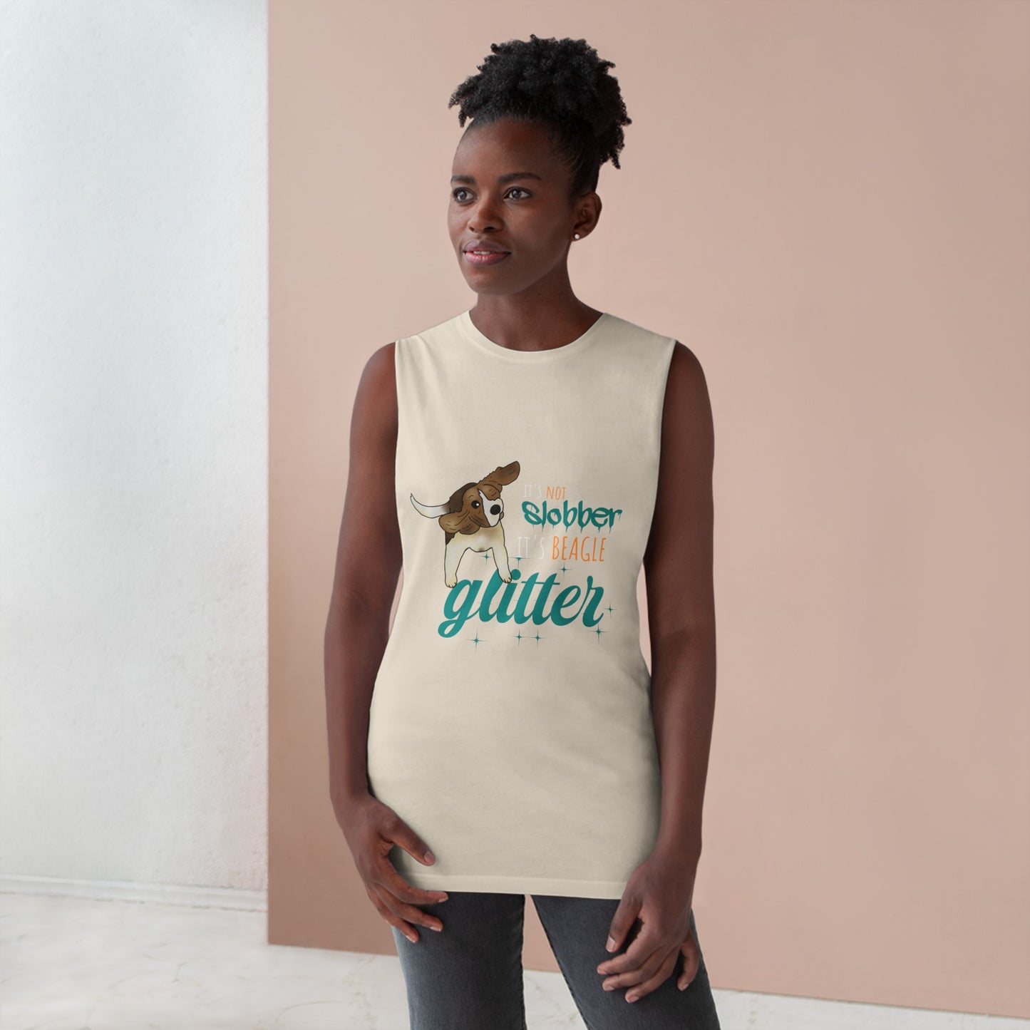 It's Not Slobber - It's Beagle Glitter - Unisex Barnard Tank Top w/ Raw Armholes