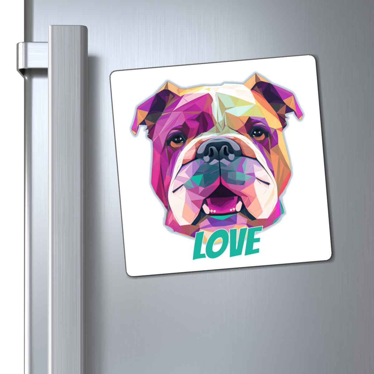 Bulldog - Low Poly LOVE - Square Magnets