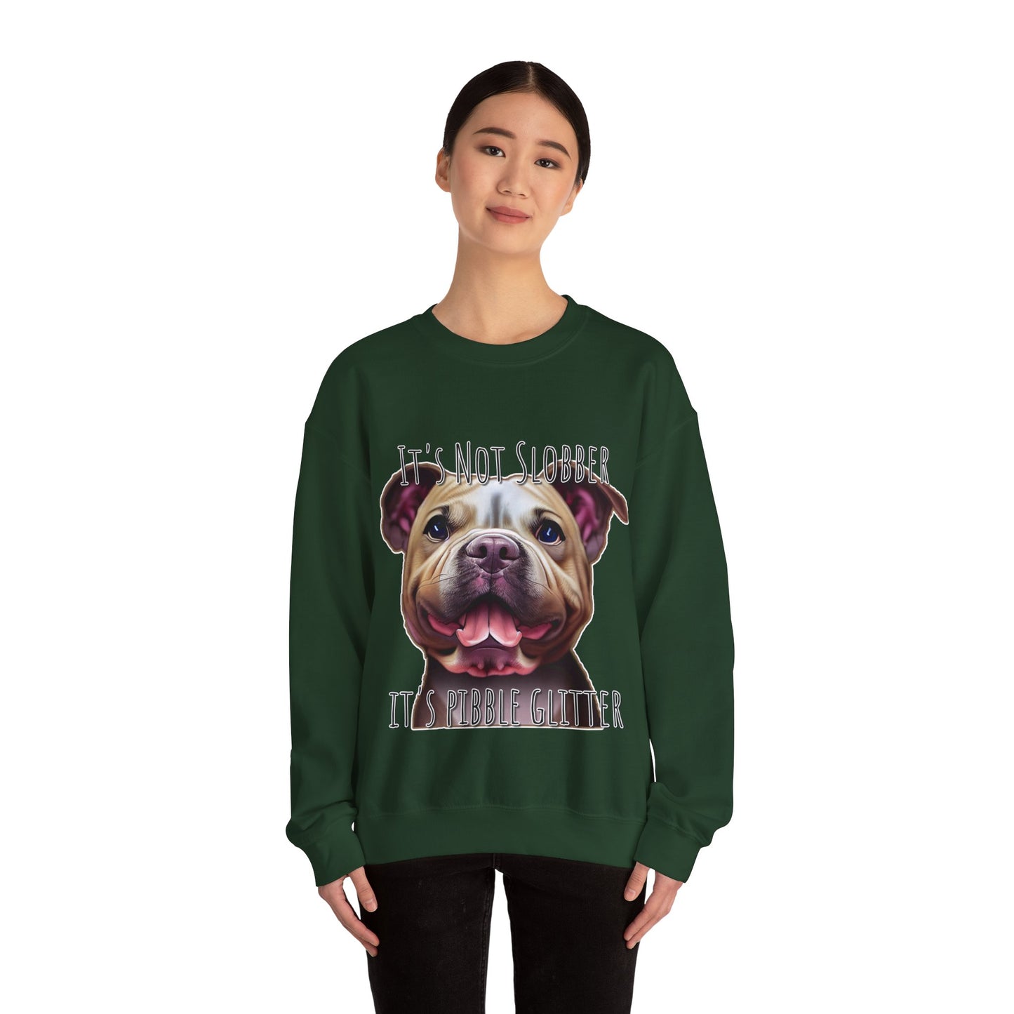 It's Not Slobber, It's Pibble Glitter (American Pit Bull Terrier / Pittie) - Unisex Heavy Blend Crewneck Sweatshirt