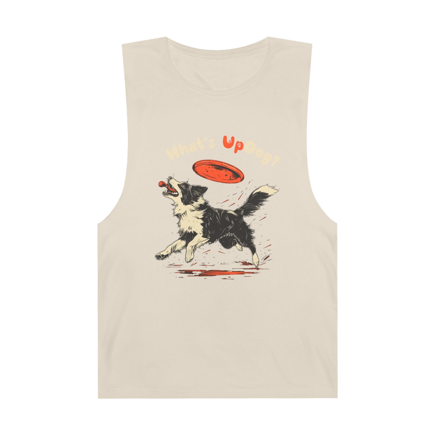 Border Collie - What's Up Dog? Frisbee Disc Sports - Unisex Barnard Tank Top w/ Raw Armholes