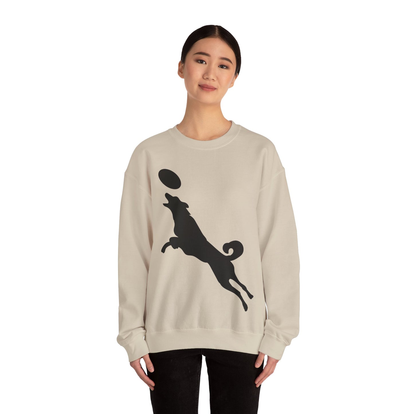 Frisbee Disc Dog  - Unisex Heavy Blend Crewneck Sweatshirt