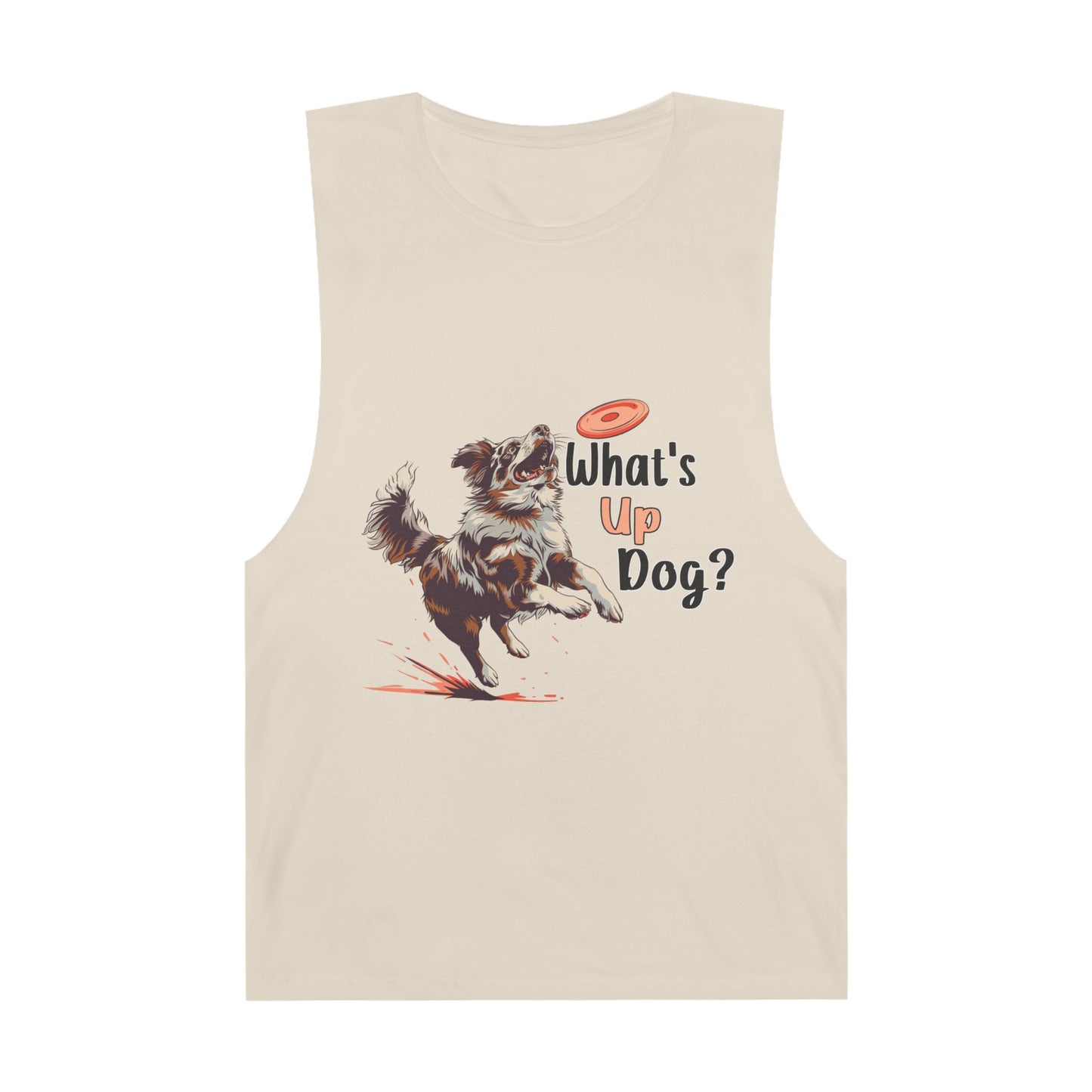 Australian Shepherd - What's Up Dog? Frisbee Disc Sports - Unisex Barnard Tank Top w/ Raw Armholes