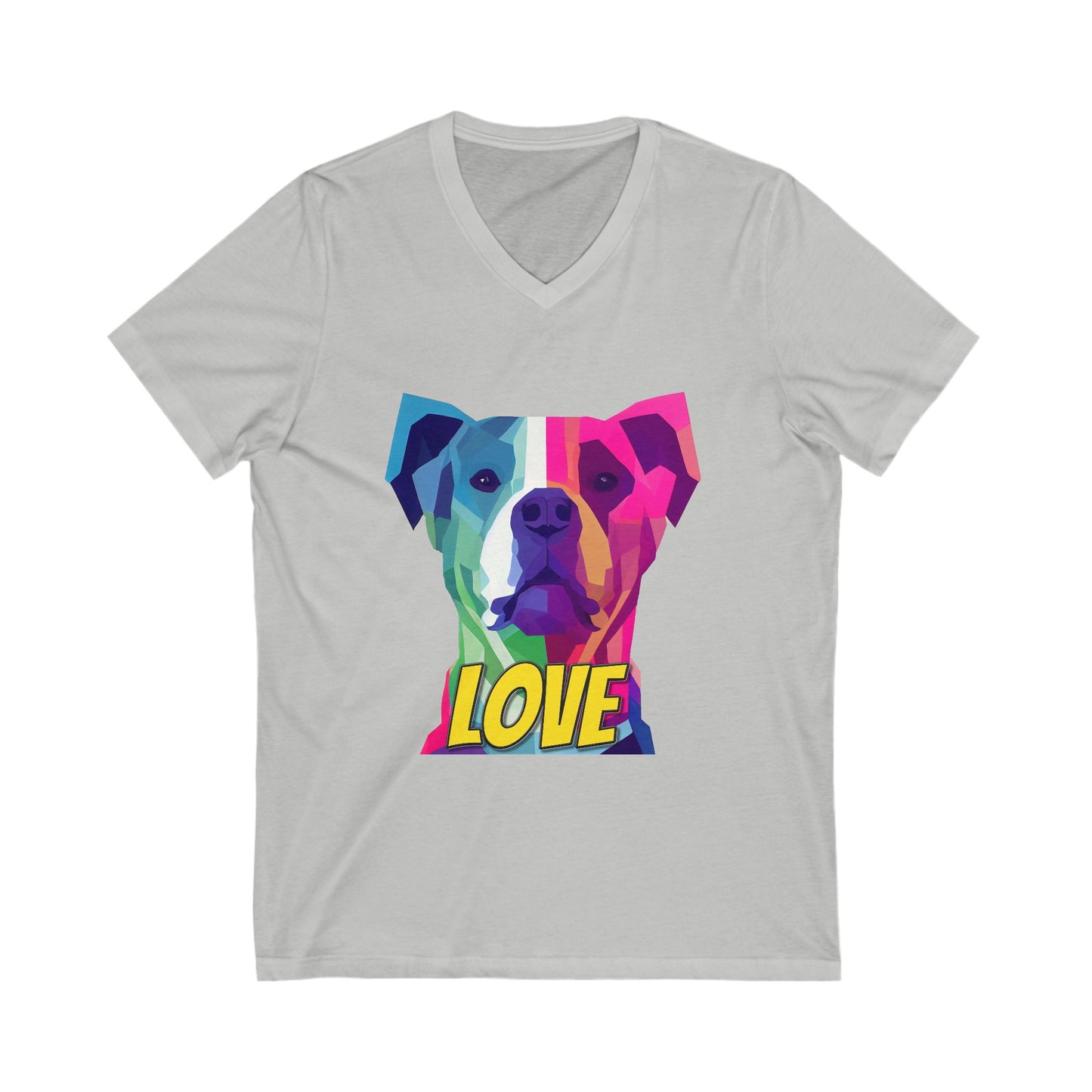 Pittie LOVE - American Pit Bull Terrier Low Poly Design - Unisex Jersey Short Sleeve V-Neck Tee