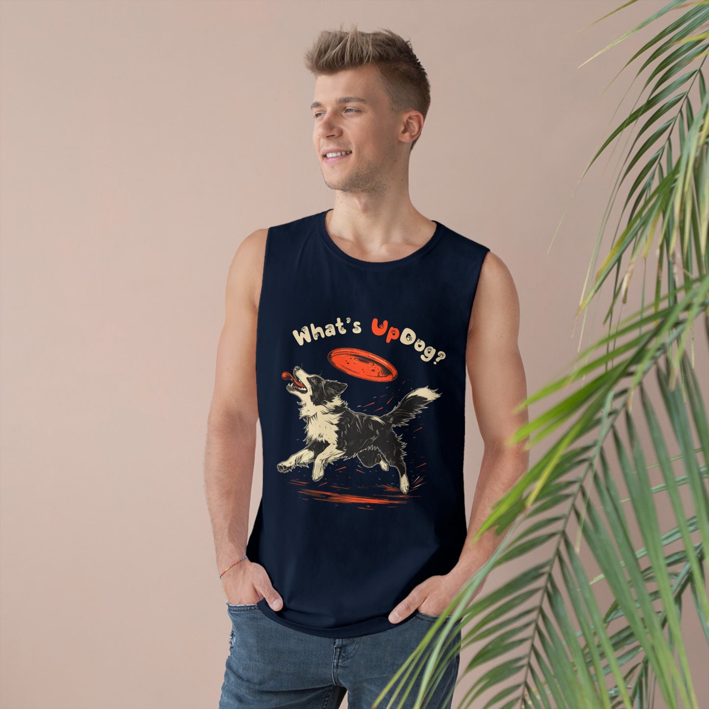 Border Collie - What's Up Dog? Frisbee Disc Sports - Unisex Barnard Tank Top w/ Raw Armholes