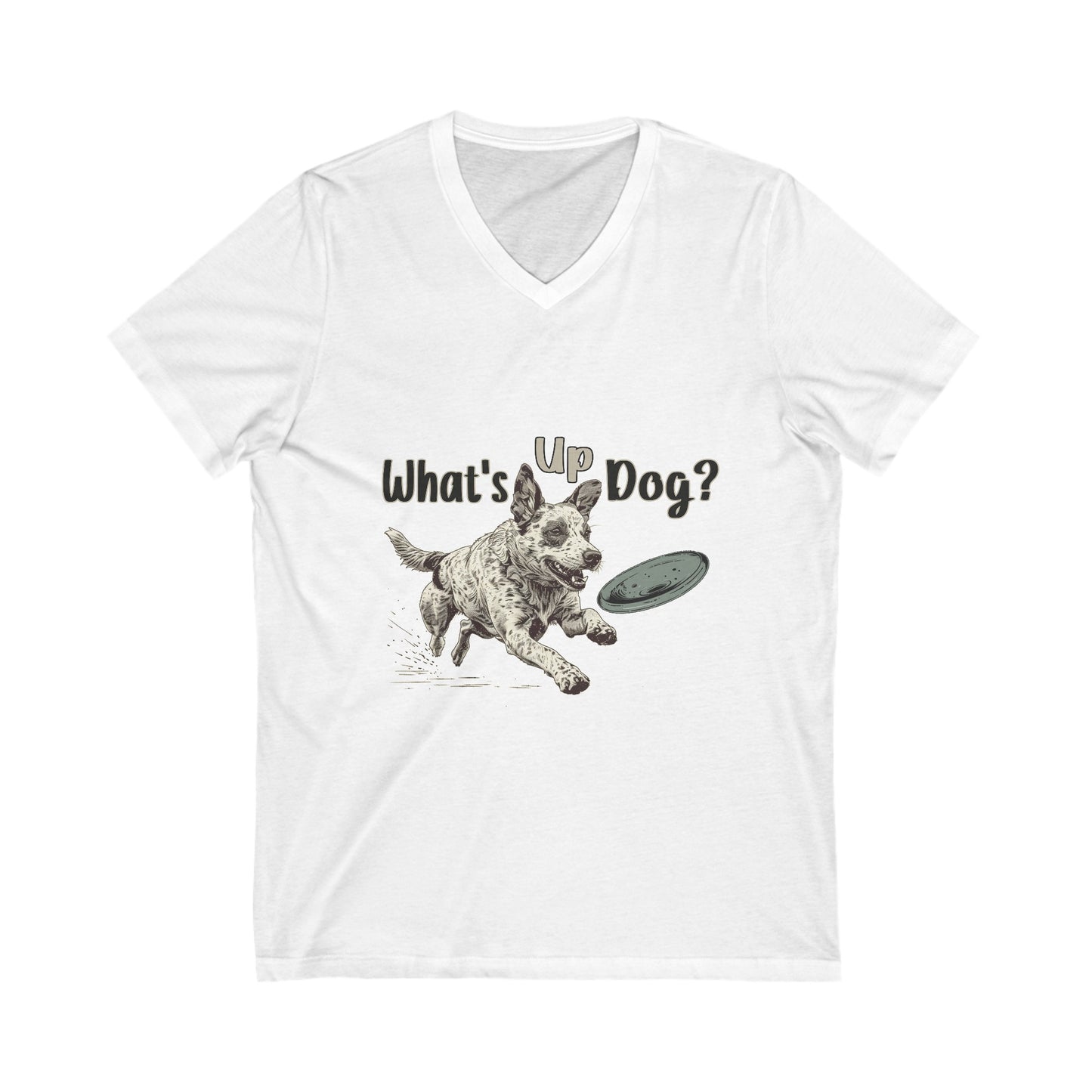 Australian Cattle Dog - What's Up Dog? Frisbee Disc Sports - Unisex Jersey Short Sleeve V-Neck Tee