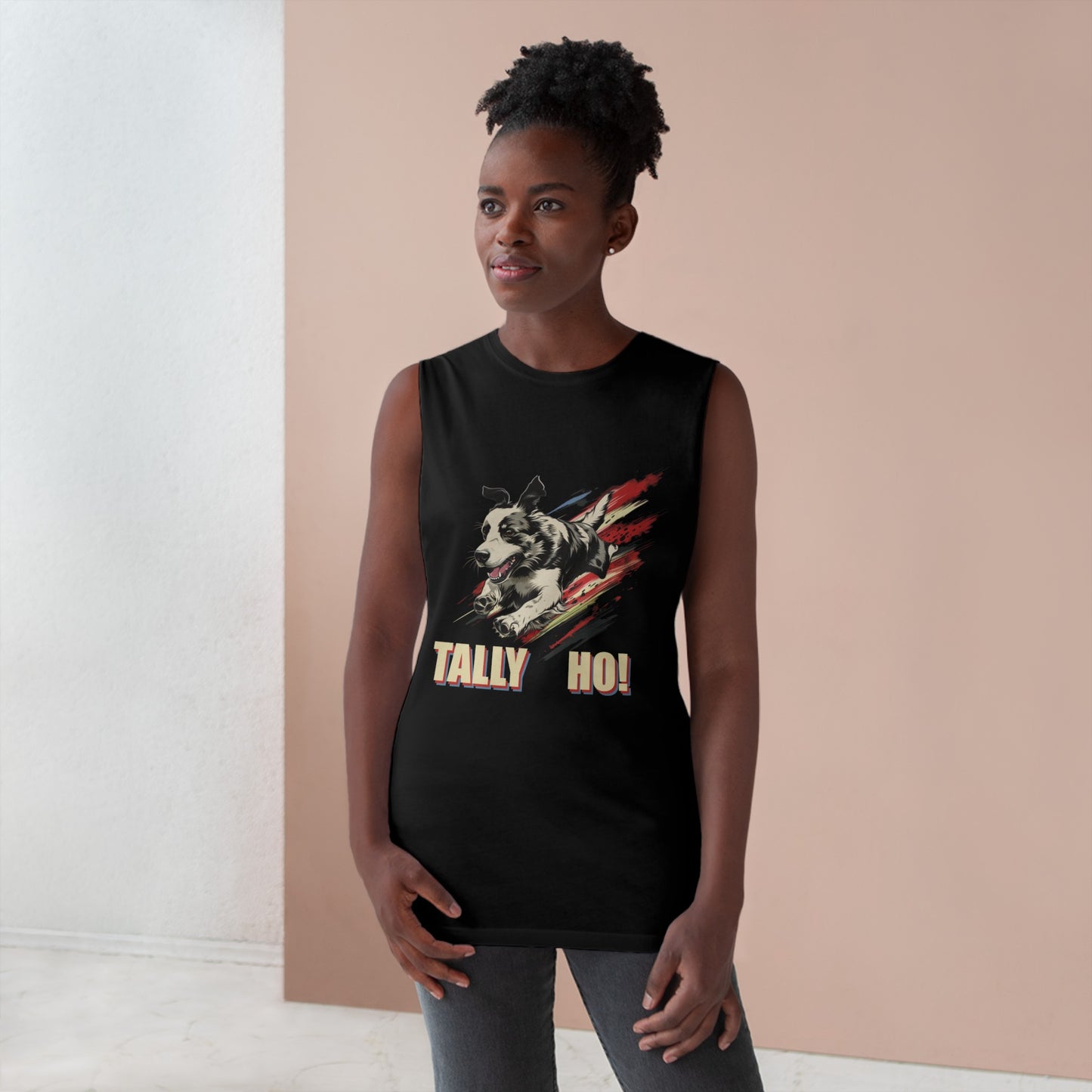 Border Collie - Tally Ho! A FastCAT Design - Unisex Barnard Tank Top w/ Raw Armholes