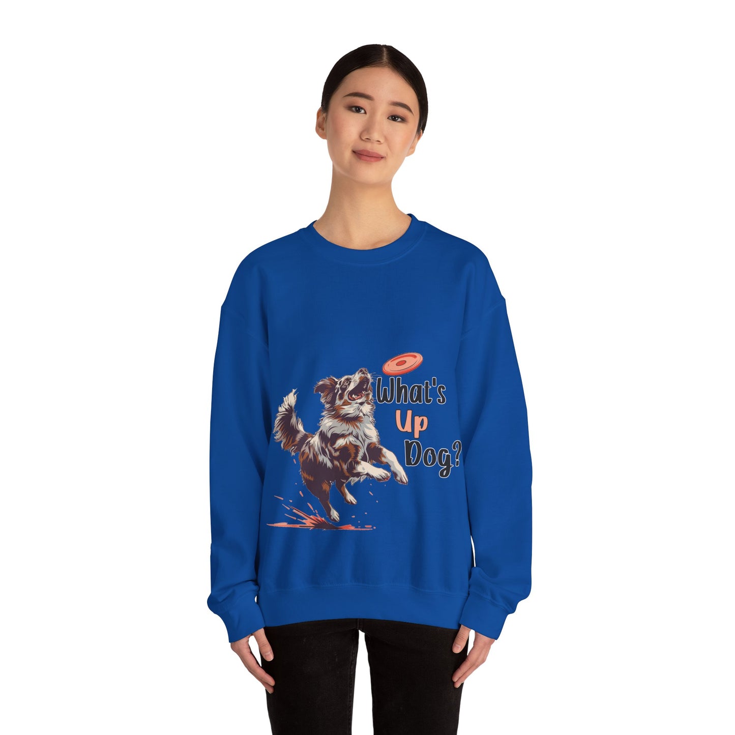 Australian Shepherd - What's Up Dog? Frisbee Disc Sports - Unisex Heavy Blend Crewneck Sweatshirt