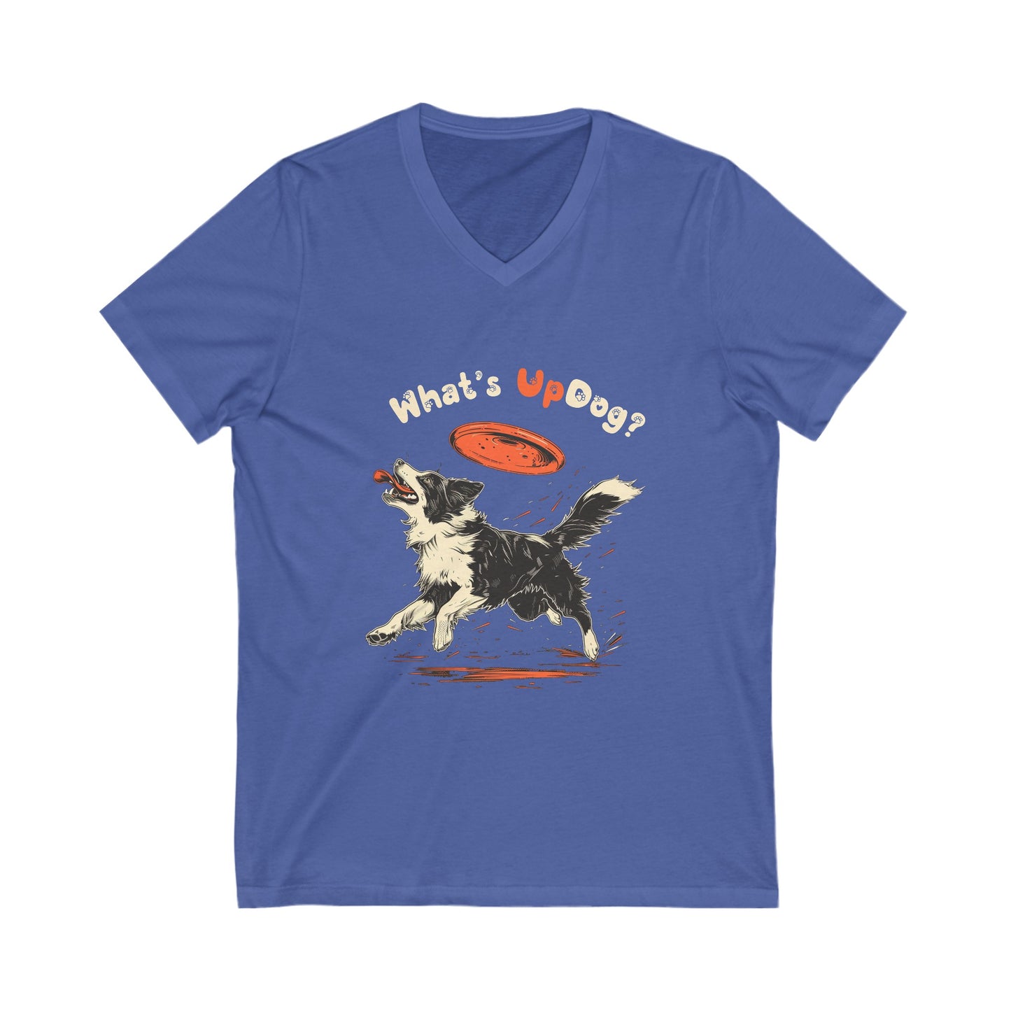 What's Up Dog? (Border Collie) - Unisex Jersey Short Sleeve V-Neck Tee