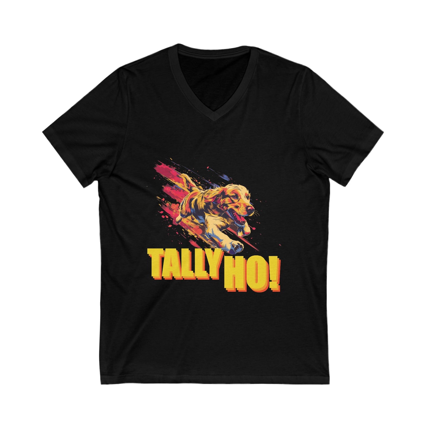 Golden Retriever - Tally Ho! A FastCAT Design - Unisex Jersey Short Sleeve V-Neck Tee