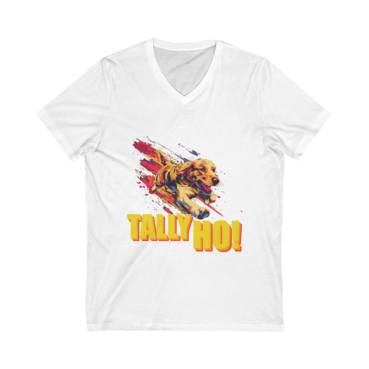 Golden Retriever - Tally Ho! A FastCAT Design - Unisex Jersey Short Sleeve V-Neck Tee