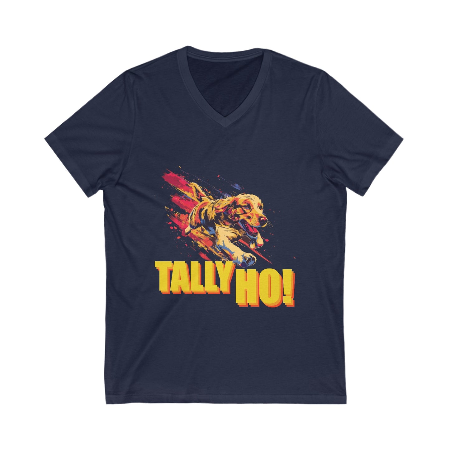 Golden Retriever - Tally Ho! A FastCAT Design - Unisex Jersey Short Sleeve V-Neck Tee